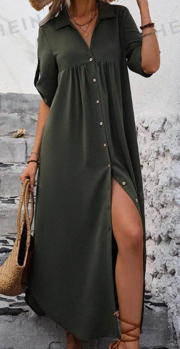 Roll-Up Sleeve Dress