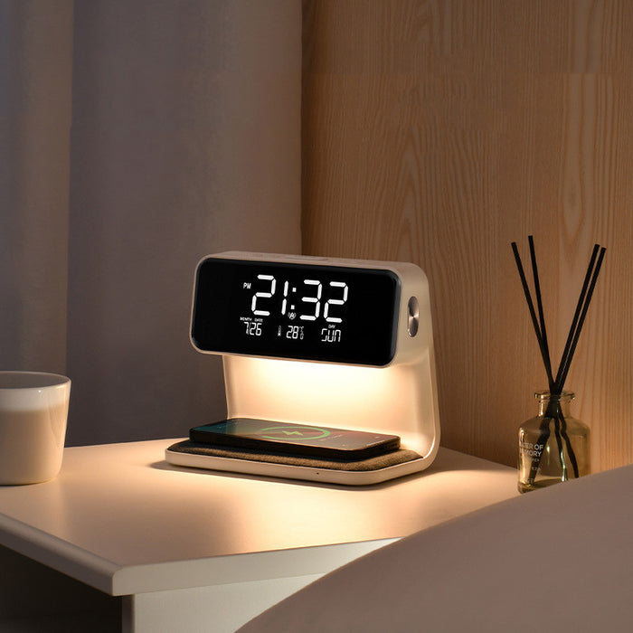 3 In 1 Bedside Lamp Wireless Charging LCD Screen Alarm Clock Wireless Phone