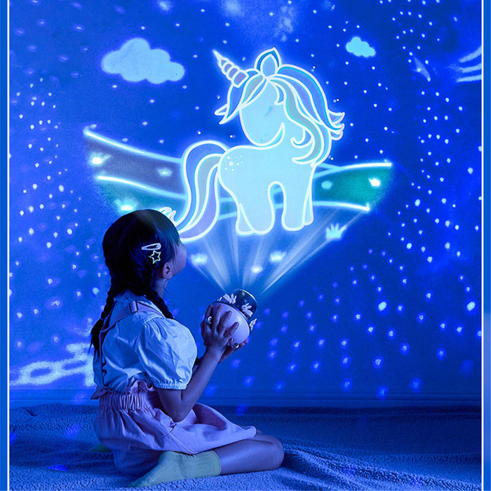 Night Light Projector Kids Nursery Children Room Space Rotation USB Rechargeable Led Night Lamp