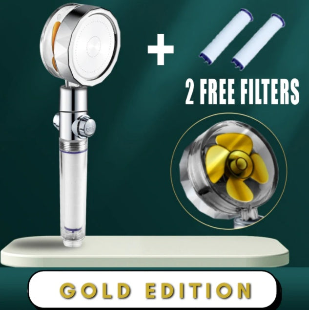 Shower Head Water Saving Flow 360 Degrees Rotating With Small Fan ABS