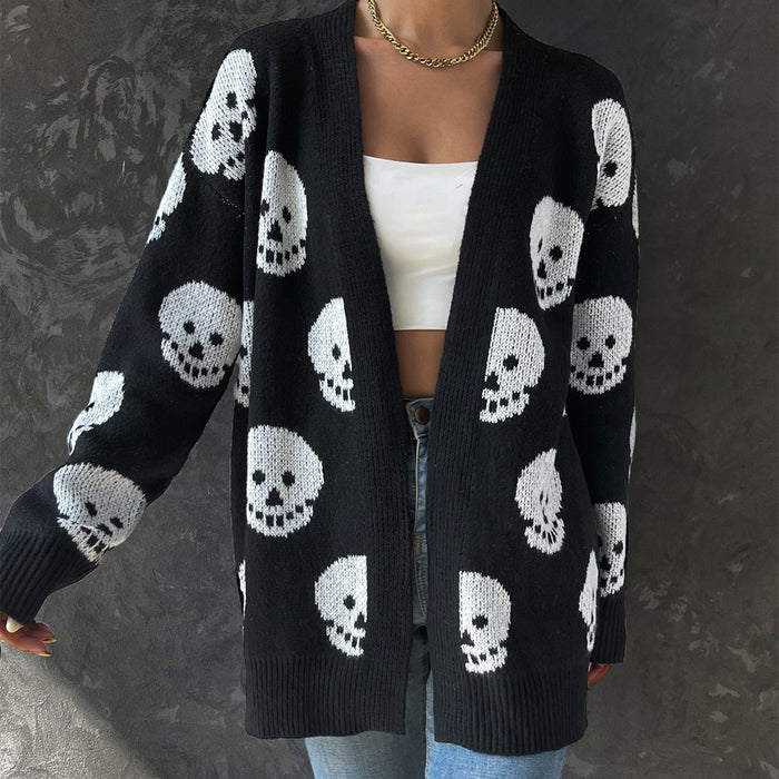 Skull Jacquard Cardigan