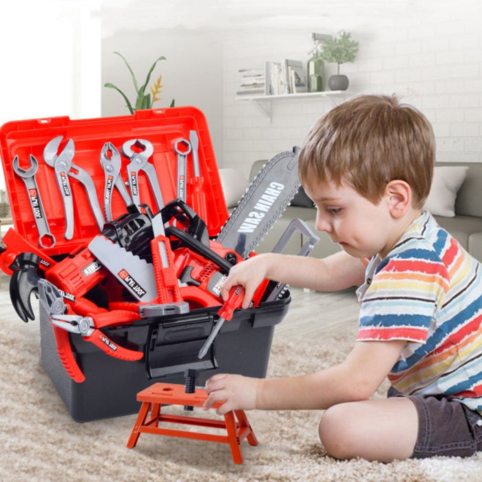 Toolbox Engineer Simulation Repair Tools Pretend Toy Electric Drill Screwdriver Tool Kit Play Toy Box Set for Kids
