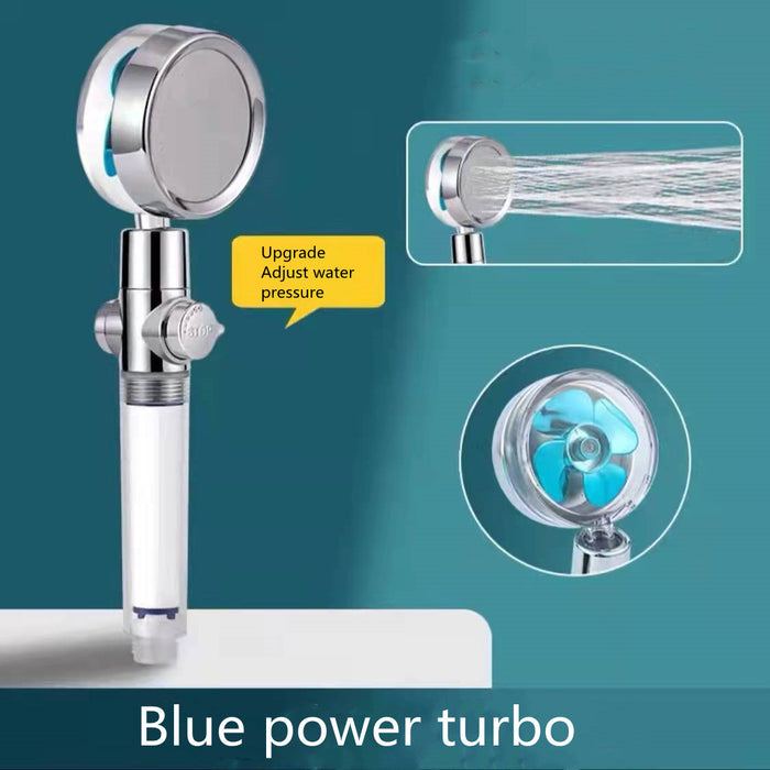 Shower Head Water Saving Flow 360 Degrees Rotating With Small Fan ABS