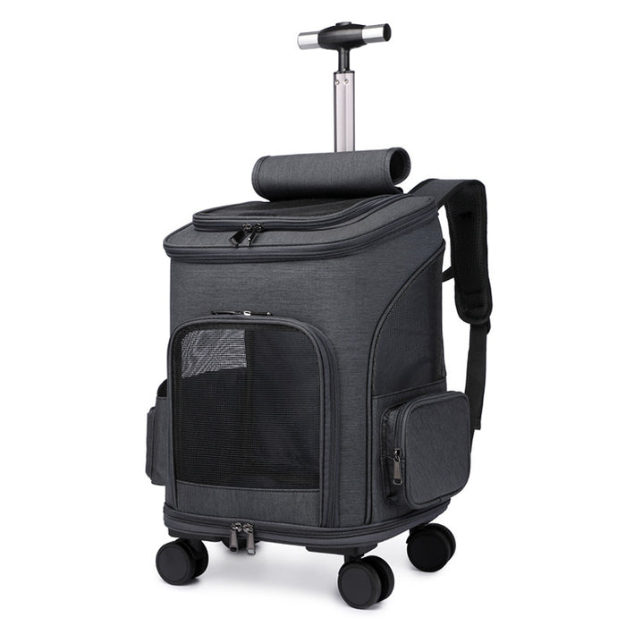 Portable Folding Trolley Pet Backpack With Universal Wheels
