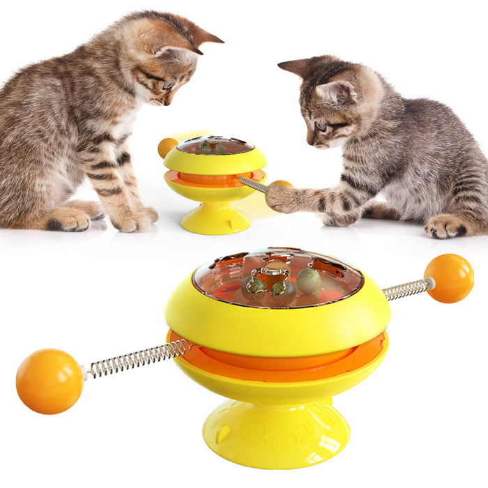 Interactive Rotatable Cat Toy With Catnip & Suction Cup Base