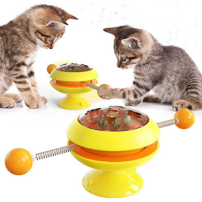 Interactive Rotatable Cat Toy With Catnip & Suction Cup Base