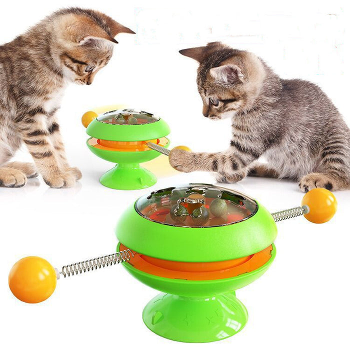 Interactive Rotatable Cat Toy With Catnip & Suction Cup Base