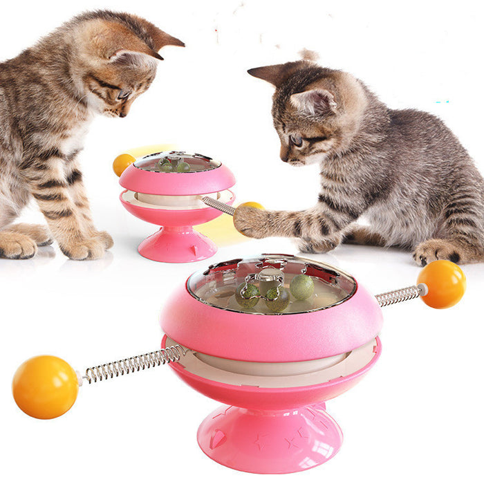Interactive Rotatable Cat Toy With Catnip & Suction Cup Base