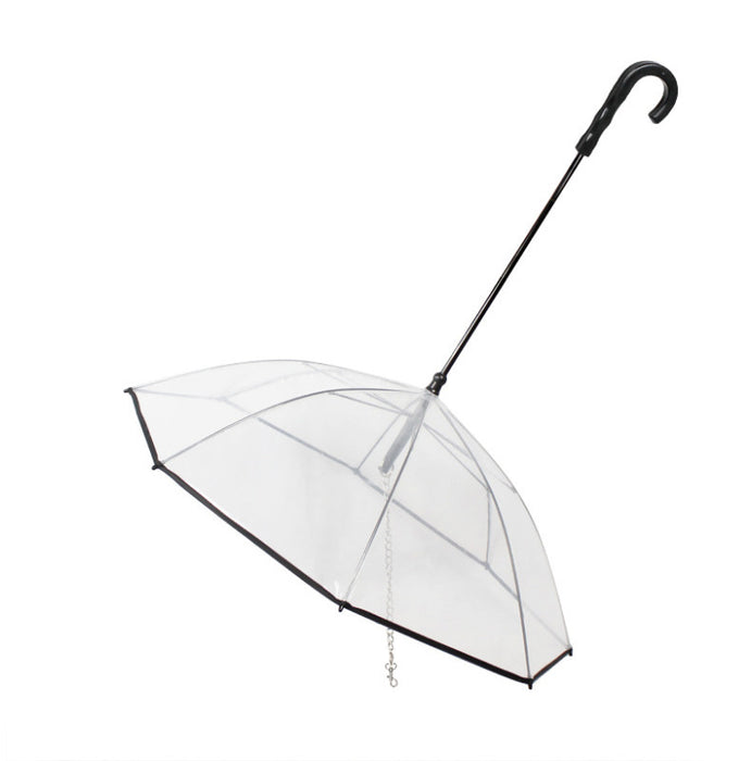 Dog Transparent Removable Umbrella With Traction Chain