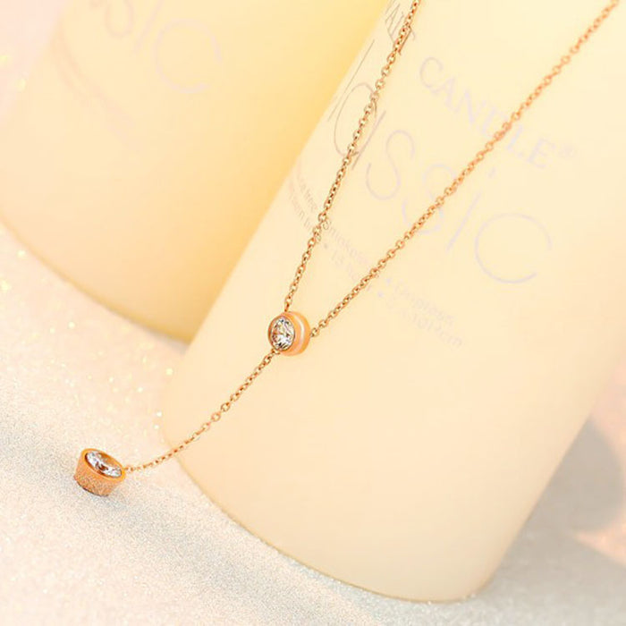 Rose gold single drill necklace