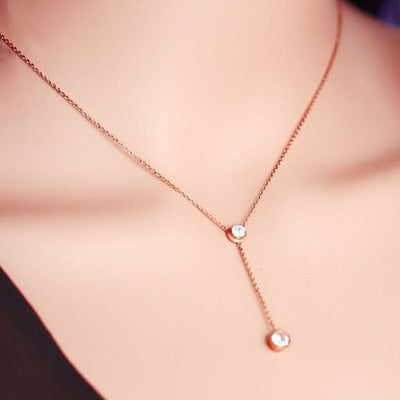 Rose gold single drill necklace