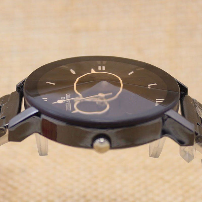 Black steel strap watch