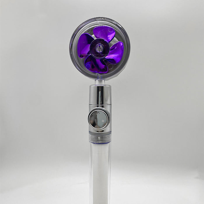 Shower Head Water Saving Flow 360 Degrees Rotating With Small Fan ABS