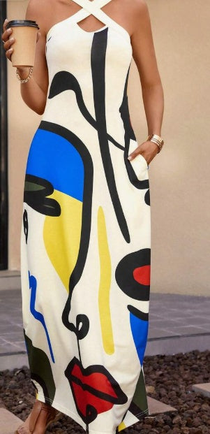 V-Neck Straight Dress