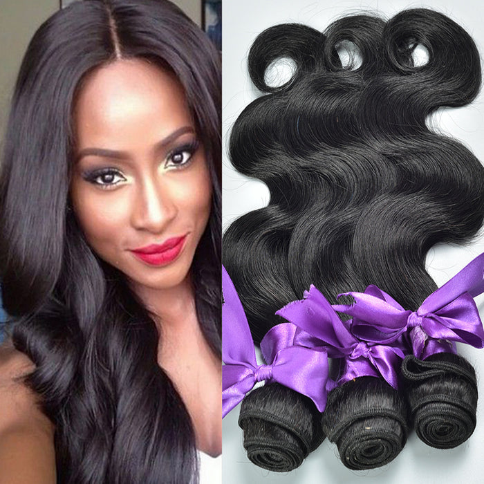 Real Hair Wig Hair Styling Hair Extension Body Wave Human Hair Weaves  Extensions Natural & Jet Black