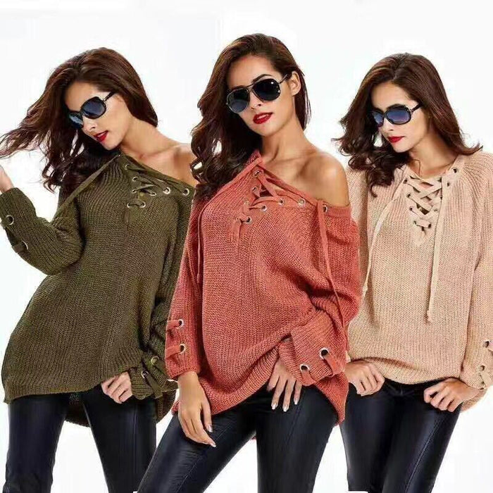 Mesh Lace Up Sweater