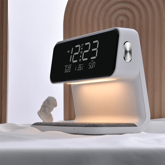 3 In 1 Bedside Lamp Wireless Charging LCD Screen Alarm Clock Wireless Phone