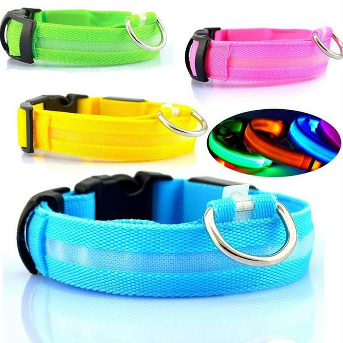 Nylon LED Pet Dog Luminous Collar Glow in Dark