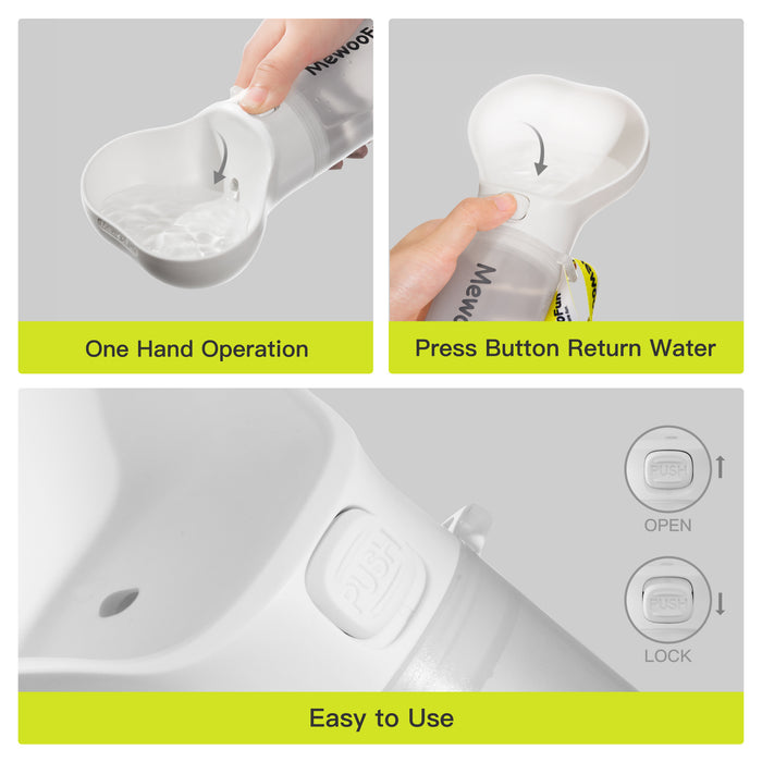 Pet Water Bottle Feeder Bowl 2 in 1 Leak Proof Portable Food Bottle Pets Outdoor Travel with Poop Bag