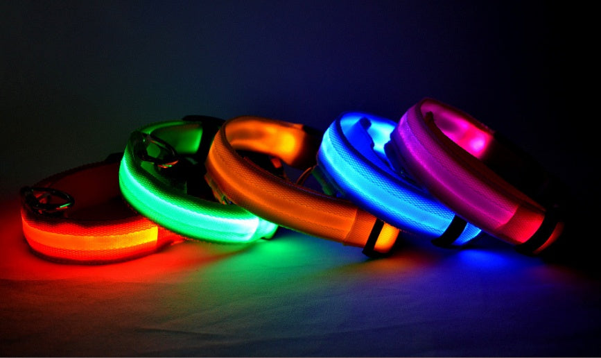 Nylon LED Pet Dog Luminous Collar Glow in Dark