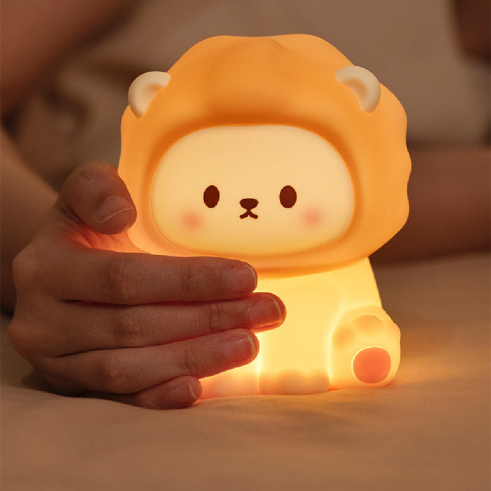 Cute Lion Night Light Rechargeable 3 Level Dimmable Silicone