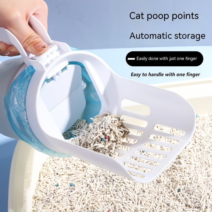 Cat Litter Shovel Scoop With Refill Bags Self Cleaning Cat Waste Bin
