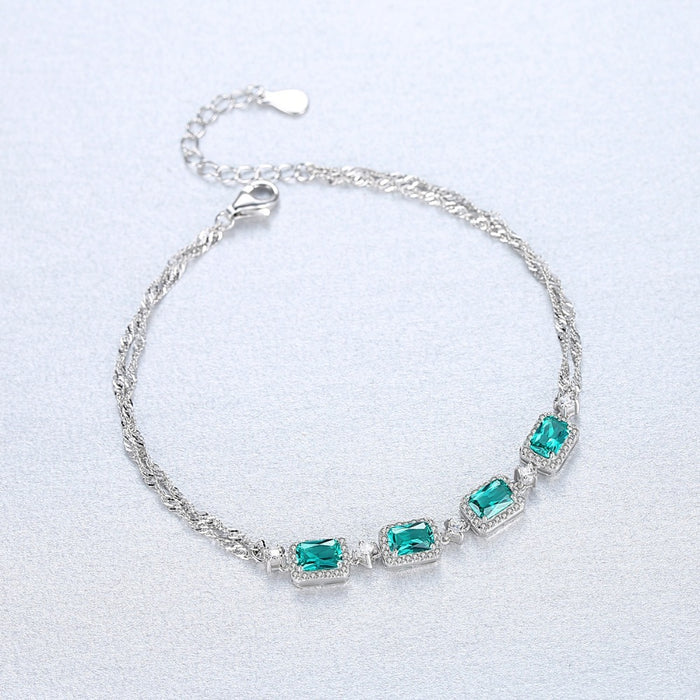 S925 silver emerald bracelet