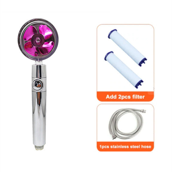 Shower Head Water Saving Flow 360 Degrees Rotating With Small Fan ABS