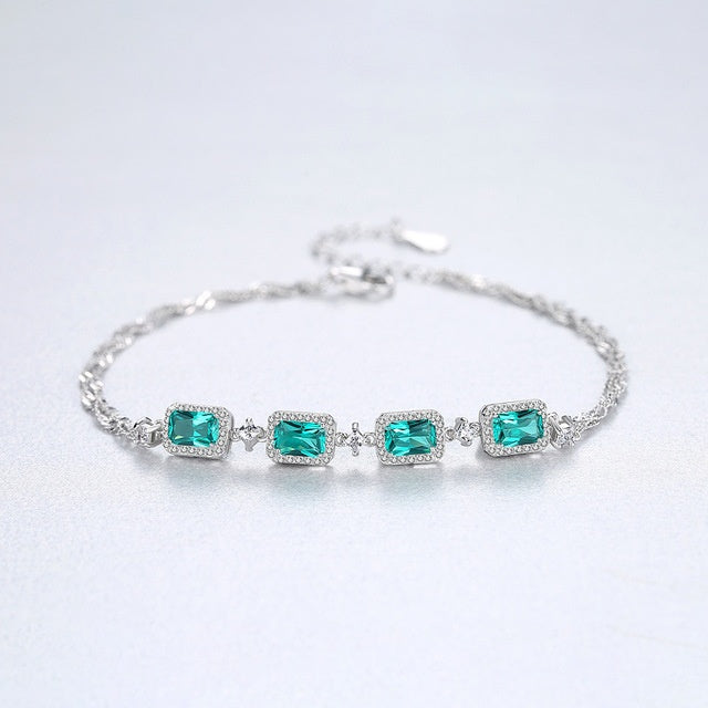 S925 silver emerald bracelet