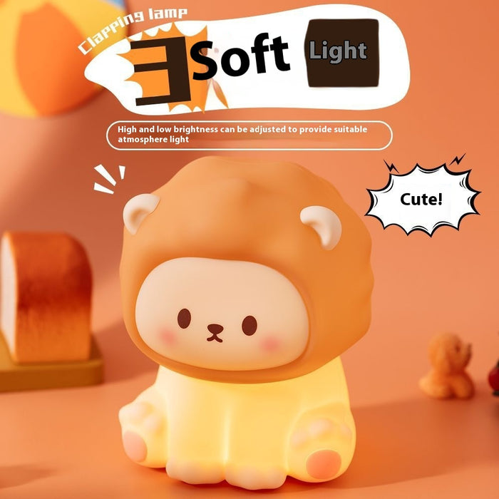 Cute Lion Night Light Rechargeable 3 Level Dimmable Silicone