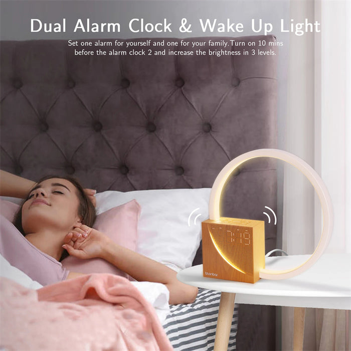 Bedside Lamp Touch Table Lamp With Natural Sounds, Desk Lamp With Alarm Clock, Touch Control 3 Levels Brightness
