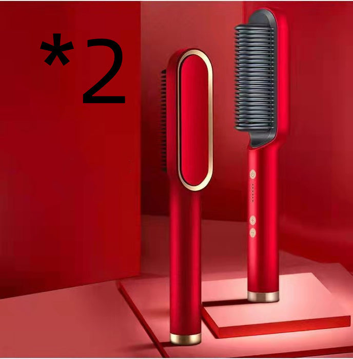 2 In 1 Hair Straightener Hot Comb Negative Ion Curling Tong Dual-purpose Electric Hair Brush
