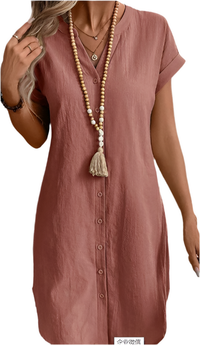 Notched Button Dress