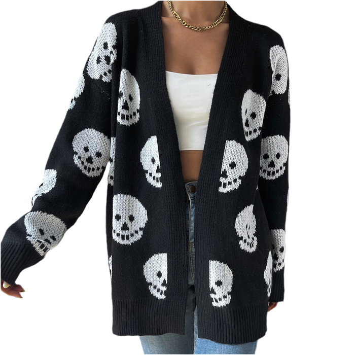Skull Jacquard Cardigan