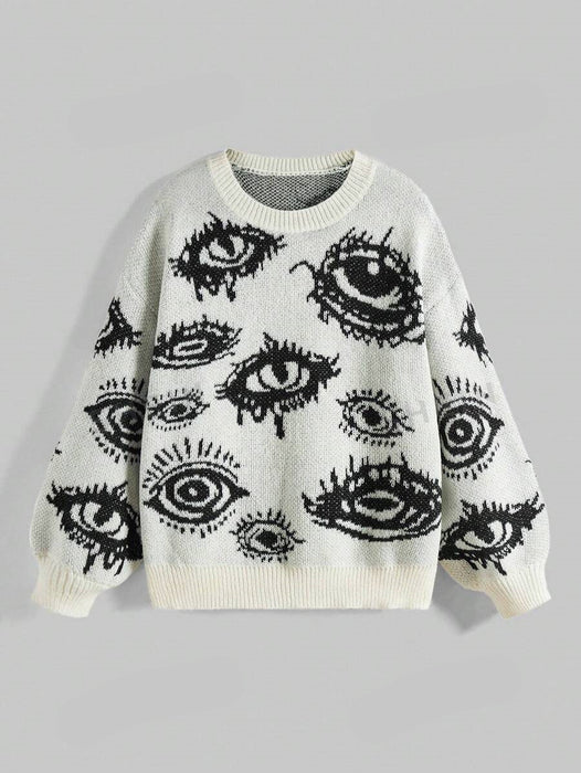 Wide Knitted Jacquard Sweater