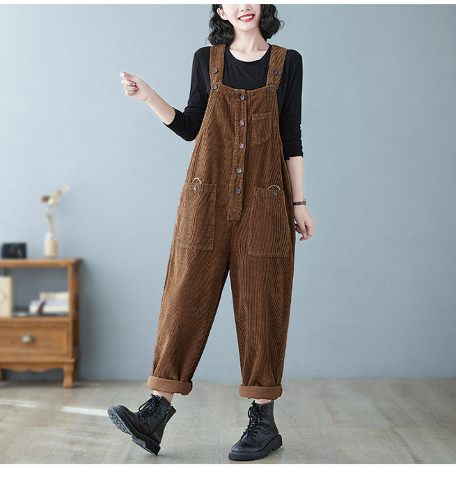 Retro Lazy Corduroy Overall