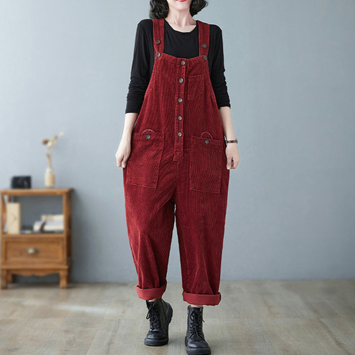 Retro Lazy Corduroy Overall