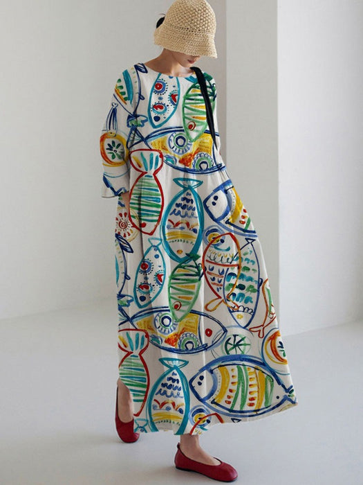 Retro Print Dress