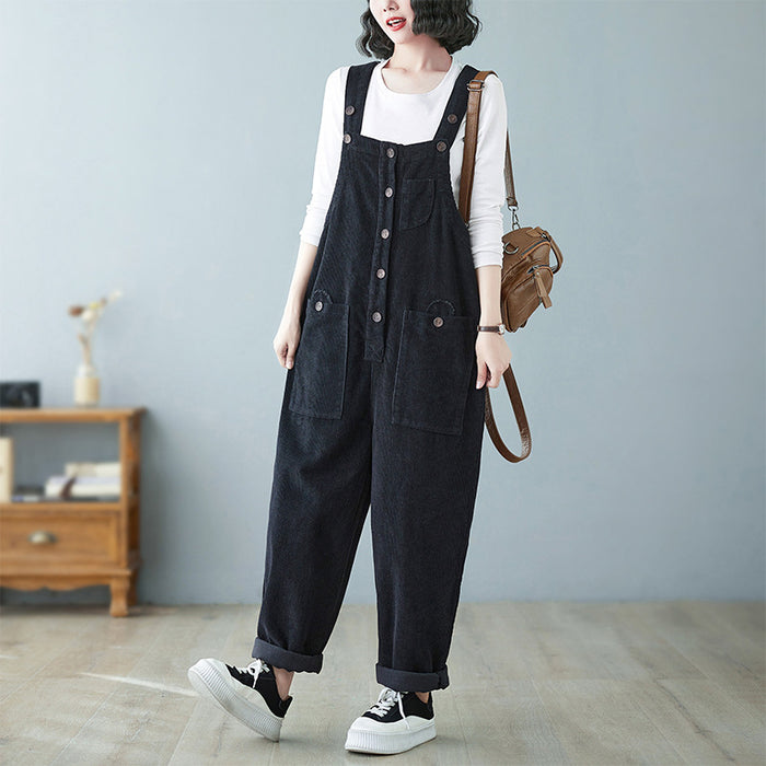 Retro Lazy Corduroy Overall