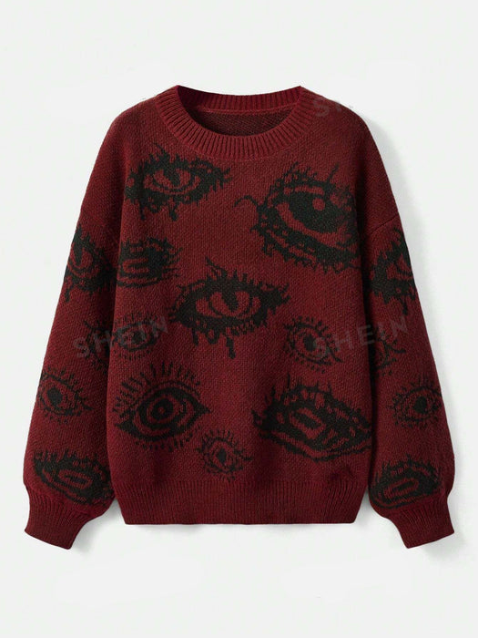 Wide Knitted Jacquard Sweater