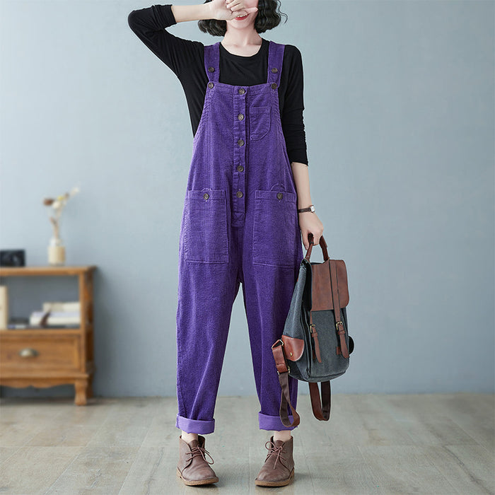 Retro Lazy Corduroy Overall