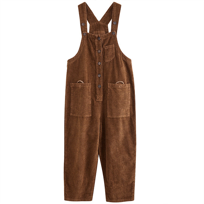 Retro Lazy Corduroy Overall