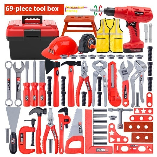Toolbox Engineer Simulation Repair Tools Pretend Toy Electric Drill Screwdriver Tool Kit Play Toy Box Set for Kids