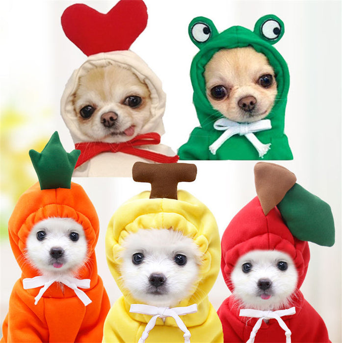 Cute Fruit Dog Fleece Clothes For Small Dogs Hoodies Winter Warm