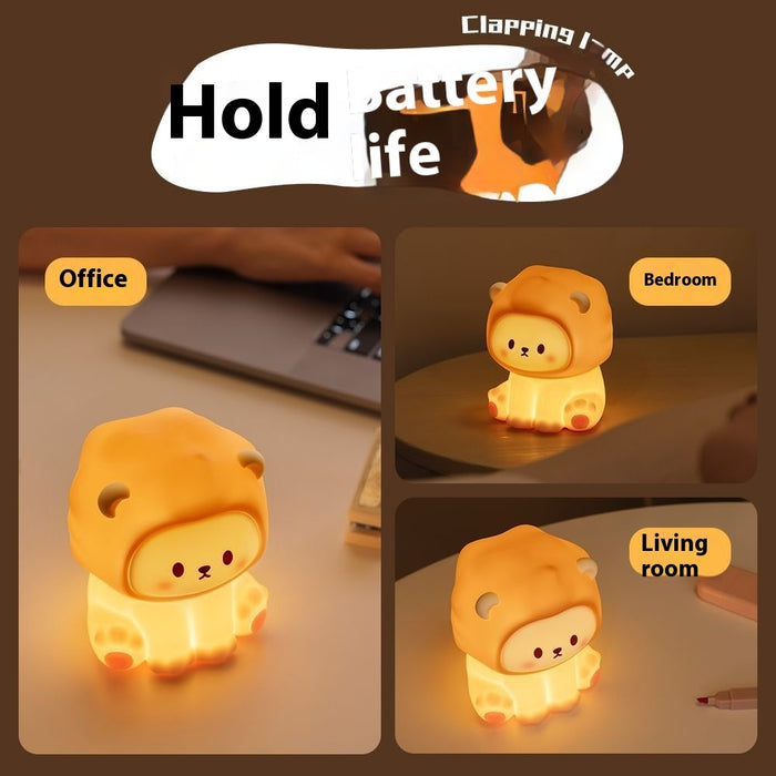 Cute Lion Night Light Rechargeable 3 Level Dimmable Silicone