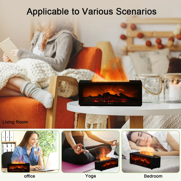 Flame Aromatherapy Machine Colorful Essential Oil Diffuser Home Large Fog Volume Flame Humidifier 3D Flame Fireplace Machine