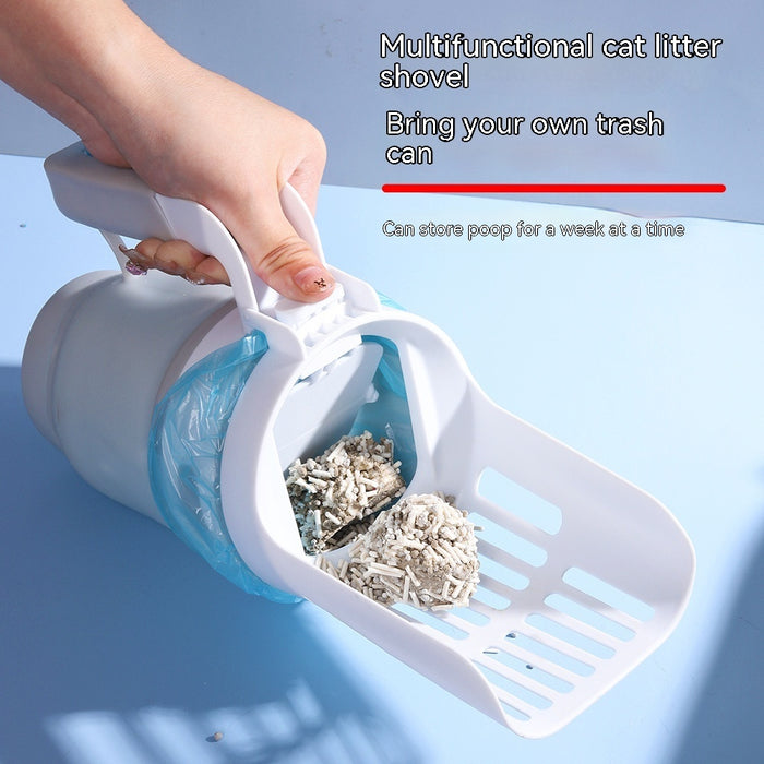 Cat Litter Shovel Scoop With Refill Bags Self Cleaning Cat Waste Bin