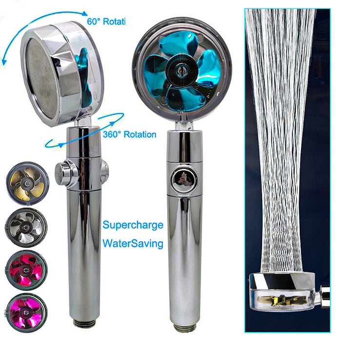 Shower Head Water Saving Flow 360 Degrees Rotating With Small Fan ABS
