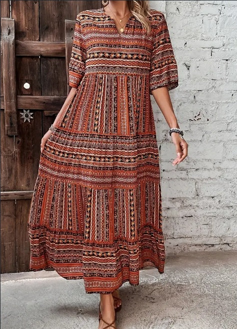 Printed Tiered Dress,
