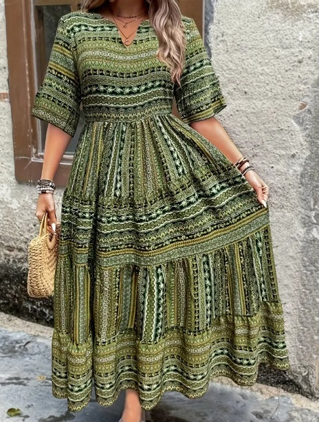 Printed Tiered Dress,